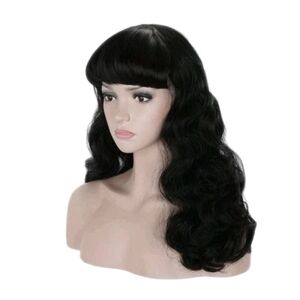Morvally 50s Style Black Wig Synthetic Adjustable Cap Brand New